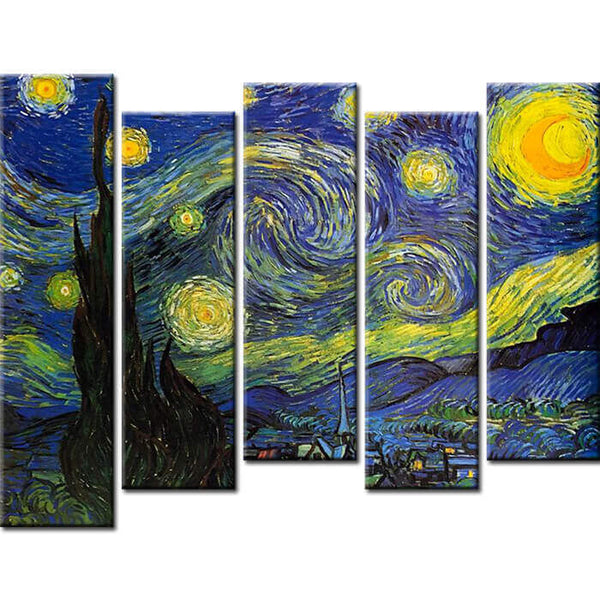 Malen nach Zahlen Sternennacht van Gogh 5-teilig