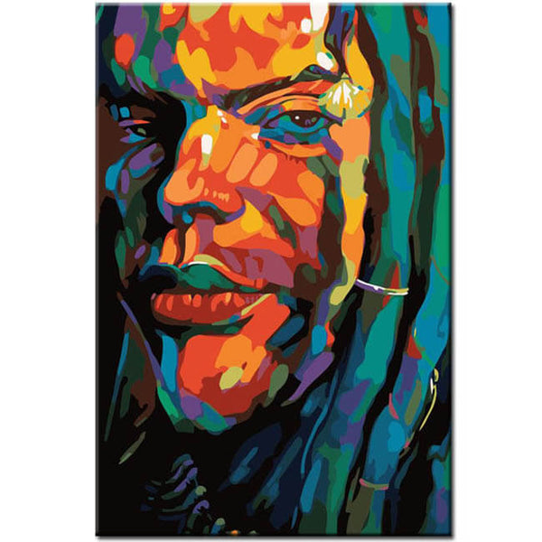 Malen nach Zahlen Kunst Kultur Person mit bunten Farben im Gesicht im Indianderlook