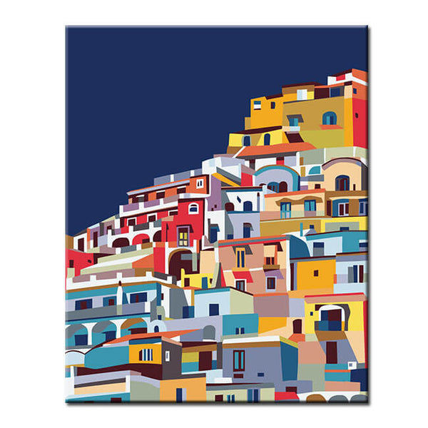 Malen nach Zahlen Kunst Farbige Stadt am Mittelmeer