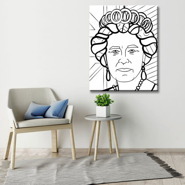 Malen-nach-Zahlen-The-Queen-Königin-von-England-schwarz-weiss-Versand-