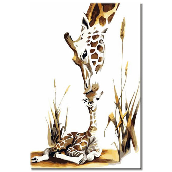 Malen nach Zahlen Giraffenmutter und Kind