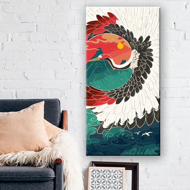 Malen Nach Zahlen Kranich - DIY Ölgemälde Set 40x50cm Mit Pinseln