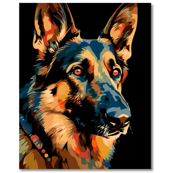 Malen nach Zahlen - Deutscher Schäferhund im Picasso-Stil kaufen | Online-Shop