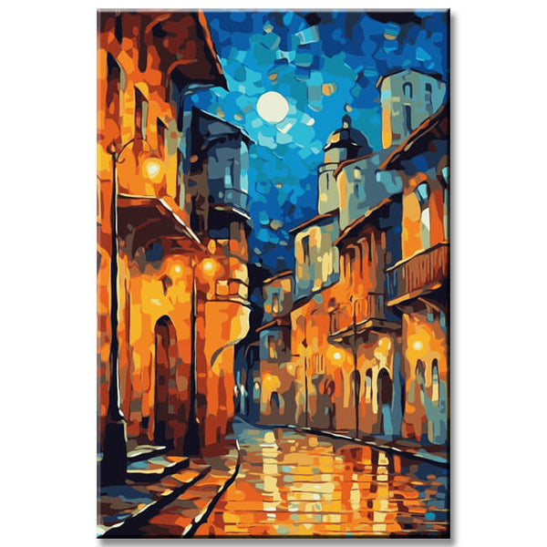 Altstadt Italien bei Nacht Malen nach Zahlen