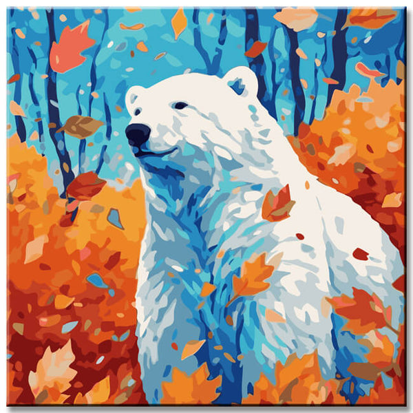 Eisbär im Herbst Malen nach Zahlen 