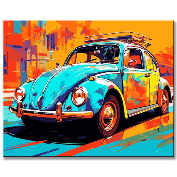 VW Käfer Modern Art Malen nach Zahlen