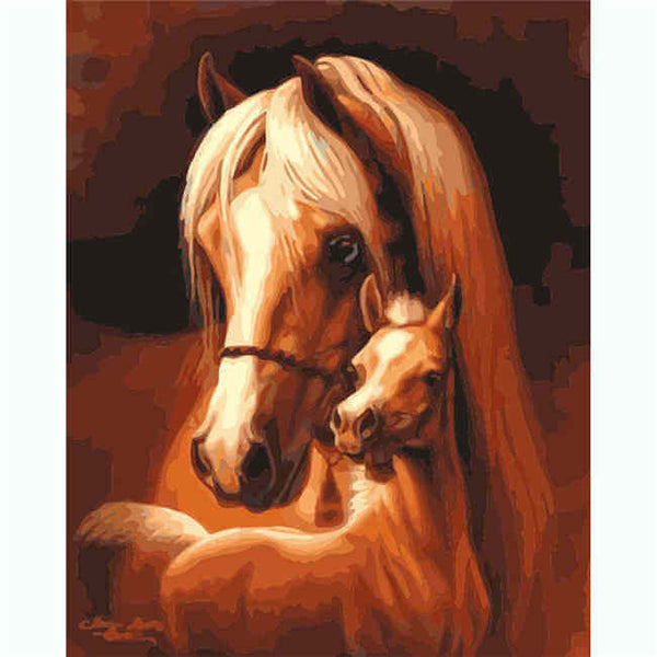 Malen nach zahlen pferd und fohlen