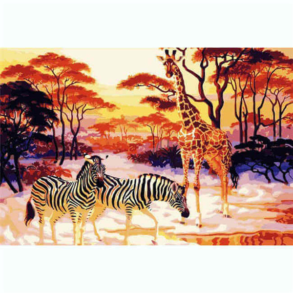 Malen nach zahlen afrika zebras und giraffe