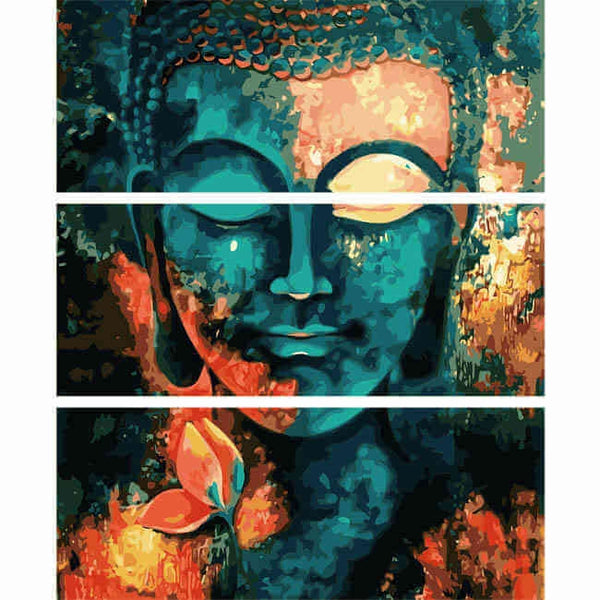 Malen nach Zahlen Schlafender Buddha 3 teilig (Triptychon)