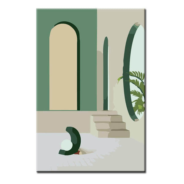 Malen nach Zahlen Kunst Minimalismus Grünes Haus Interieur