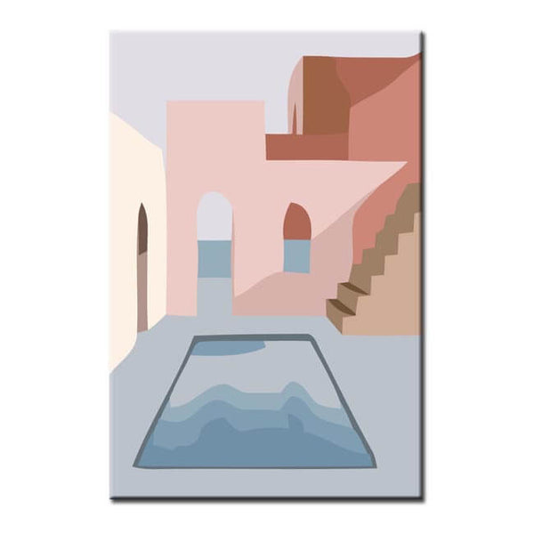 Malen nach Zahlen Kunst Minimalismus Haus mit Pool