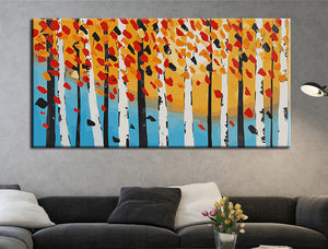Malen nach Zahlen Kunst Abstrakte Malerei Bäume Blau Orange