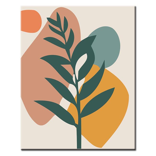 Malen nach Zahlen Kunst Minimalismus farbiges Blatt auf buntem Hinterg