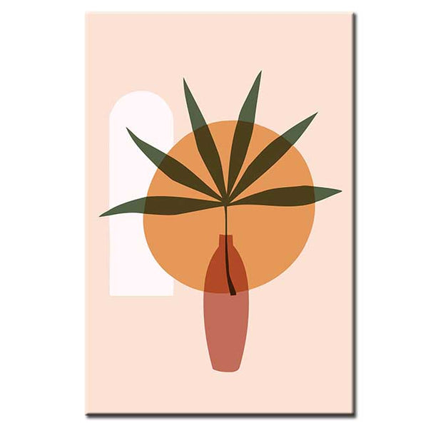 Malen nach Zahlen Kunst Minimalismus Pflanze in Vase mit Sonne