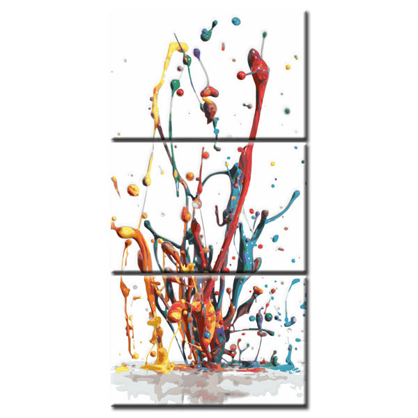 Malen nach Zahlen Kunst Abstrakt Regenbogenfarbene Spritzer 3-teilig