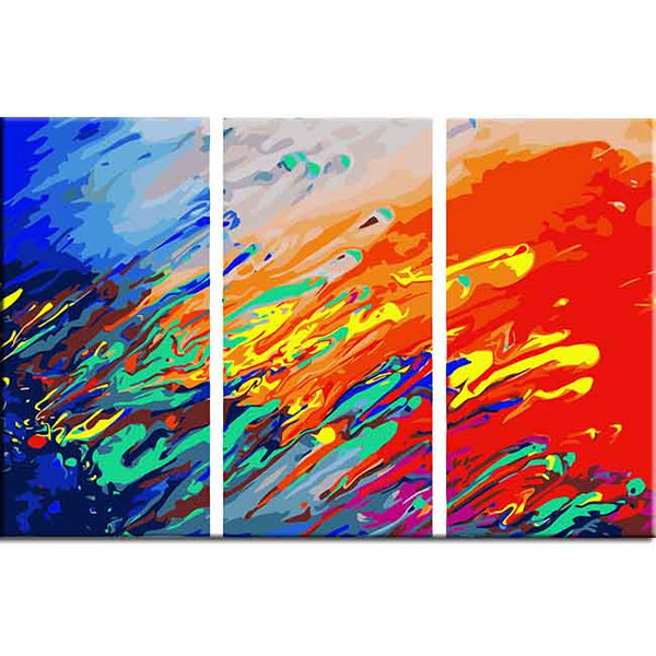 Malen nach Zahlen Moderne Kunst Farbenexplosion 3-teilig Triptychon