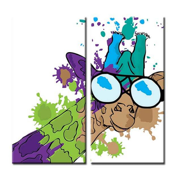 Malen nach Zahlen Kunst Comic bunte Giraffe mit Brille 2-teilig