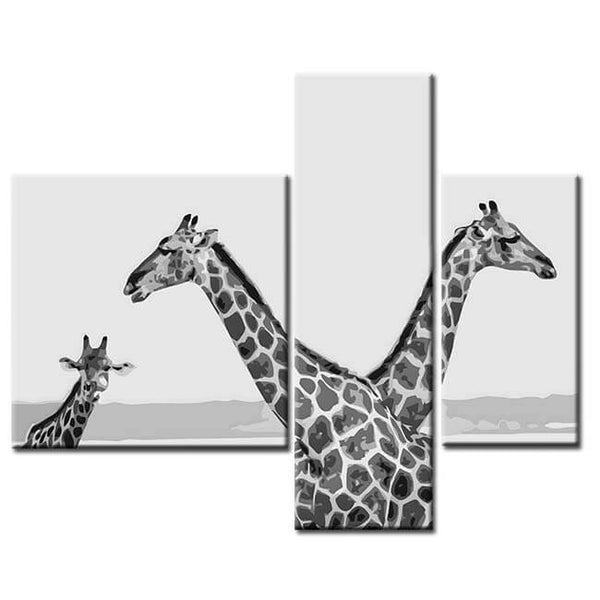 Malen nach Zahlen Fotokunst Giraffen 3-teilig