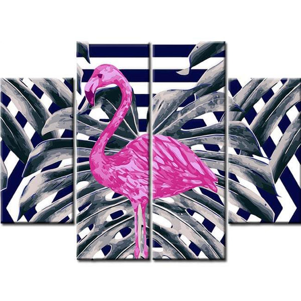 Malen nach Zahlen Abstrakte Kunst Flamingo  4-teilig