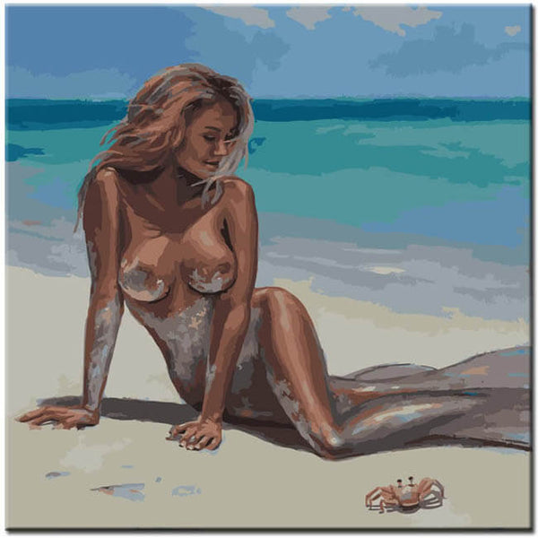 Malen nach Zahlen Kunst Akt Nackte Frau am Strand