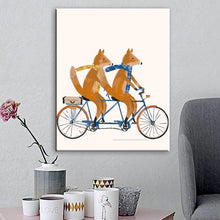 Laden Sie das Bild in den Galerie-Viewer, Malen nach Zahlen Tiere Zwei Füchse auf dem Fahrrad