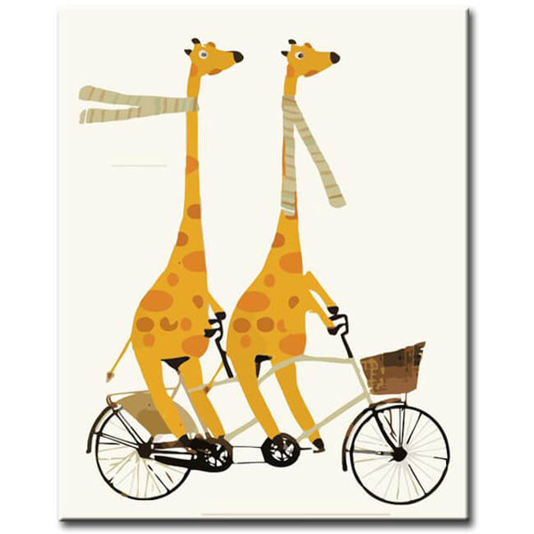 Malen nach Zahlen Tiere Zwei Giraffen auf dem Tandem