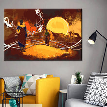 Laden Sie das Bild in den Galerie-Viewer, Malen nach Zahlen Kunst Kultur Menschen stehen auf Berg Sonne im Hintergrund