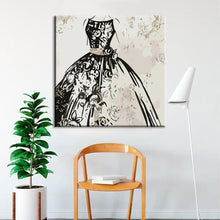 Laden Sie das Bild in den Galerie-Viewer, Malen nach Zahlen Kunst Lifestyle schwarz-weisses Kleid mit Blümchen