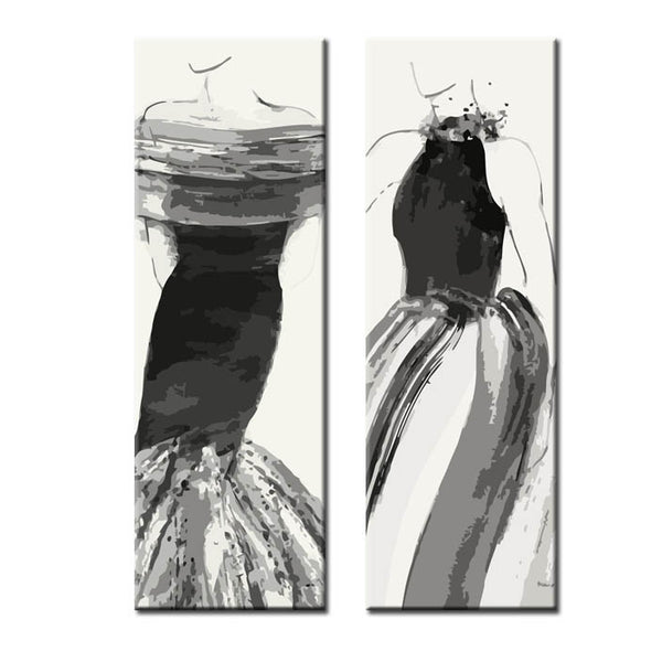 Malen nach Zahlen Kunst Lifestyle Frau in einem langen Kleid