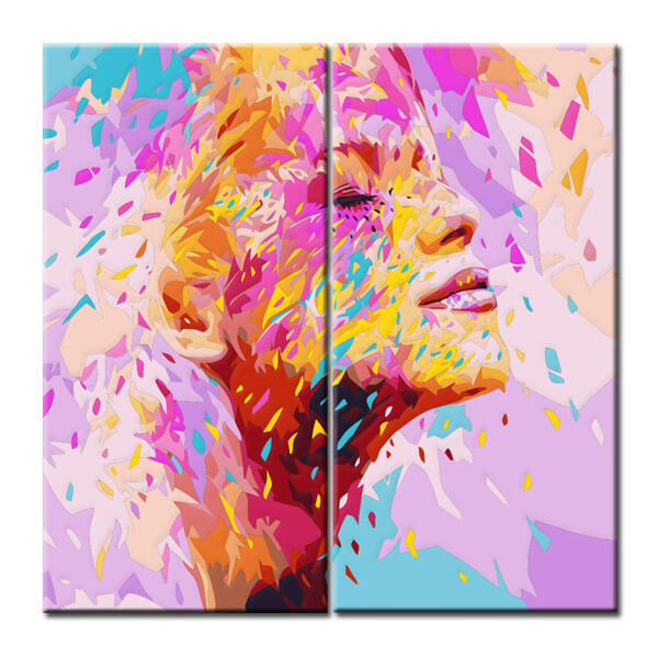 Malen nach Zahlen Kunst Lifestyle Frauen Profil mit Pastellfarbenen Klecksen 2-teilig