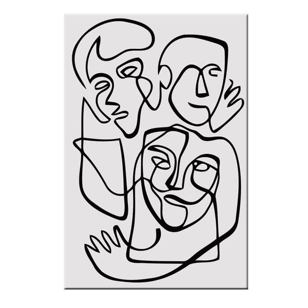 Malen nach Zahlen Kunst Minimalismus Zeichnung Drei Gesichter