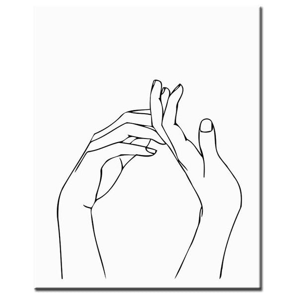 Malen nach Zahlen Strichzeichen Kunst Silhouette Hände I