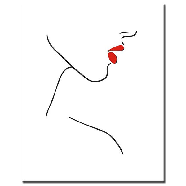 Malen nach Zahlen Strichzeichen Kunst Silhouette Frau