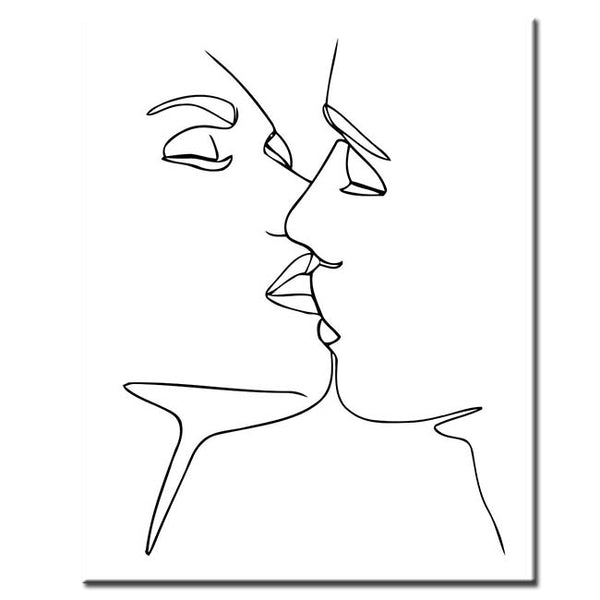 Malen nach Zahlen Strichzeichen Kunst Silhouette Kuß Liebe