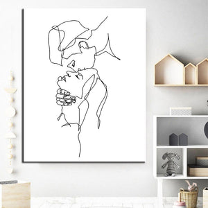 Malen nach Zahlen Strichzeichen Kunst Silhouette Liebe Kuß
