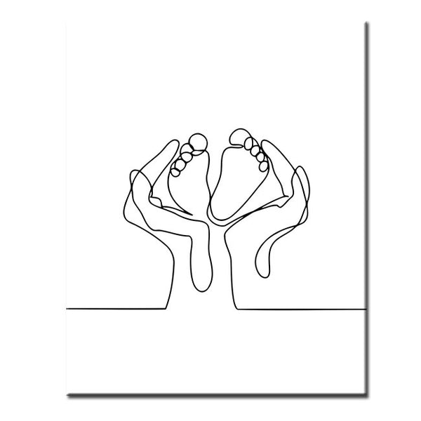 Malen nach Zahlen Strichzeichen Kunst Silhouette Baby Füße