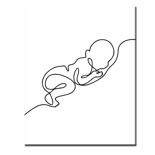 Malen nach Zahlen Strichzeichen Kunst Silhouette Baby