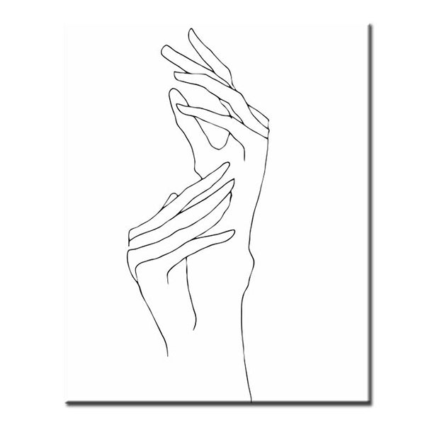 Malen nach Zahlen Strichzeichen Kunst Silhouette Hände V
