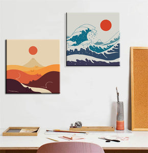Malen nach Zahlen Kunst Sonne über Berg