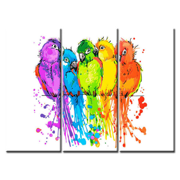 Malen nach Zahlen Kunst Tier Farbige Papageien