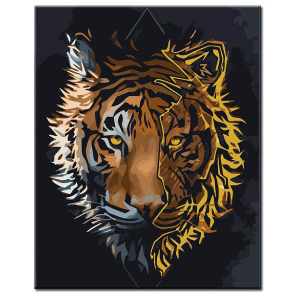 Malen nach Zahlen Kunst Tier Tiger Golden