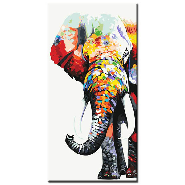 Malen nach Zahlen Kunst Tier Elefant mit Buntem Kopf und Rüssel