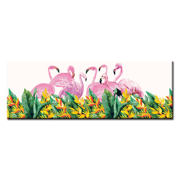 Malen nach Zahlen Kunst Tier Flamingos auf der Wiese