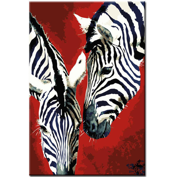 Malen nach Zahlen Kunst Tier Zwei Zebraköpfe