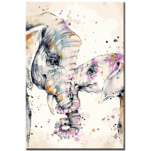 Malen nach Zahlen Kunst Tier Elefantenmama mit ihrem Baby