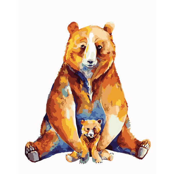 Malen nach Zahlen Kunst Tier Bärenmama mit Bärenbaby 
