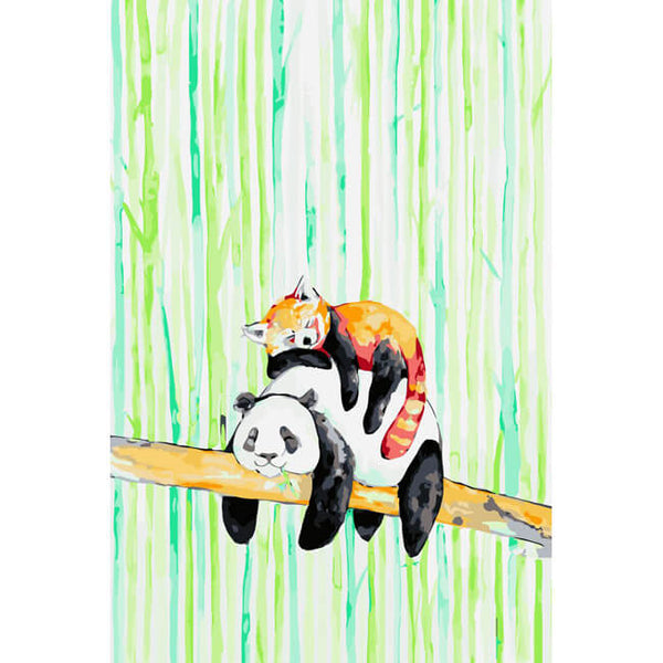 Malen nach Zahlen Kunst Tier Panda auf einem Ast