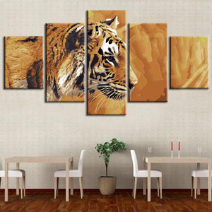 Malen nach Zahlen Kunst Tier  Tiger in der Savanne 5-teilig