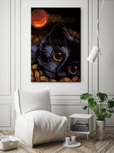 Laden Sie das Bild in den Galerie-Viewer, Malen nach Zahlen Schwarze Katze Kunst im Portrait