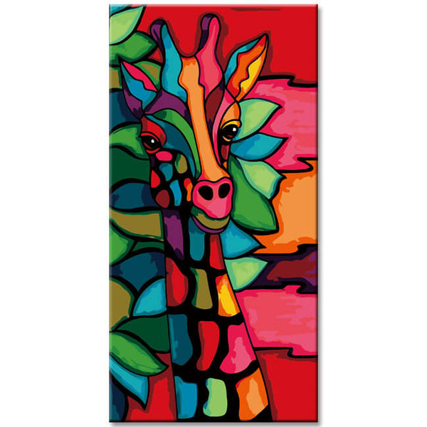 Malen nach Zahlen Kunst Malerei Giraffe Portrait farbig